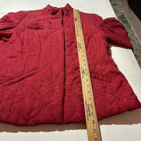 Vintage J Jill Red Silk Jacket Mandarin Collar Size Medium - Picture 7 of 12